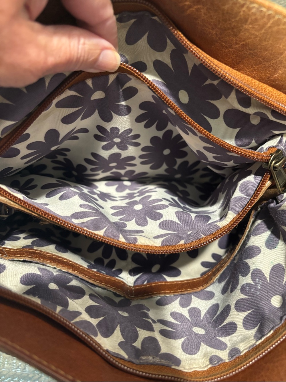 Nino BOSSI Cognac Brown Leather Shoulder Bag - Picture 7 of 9